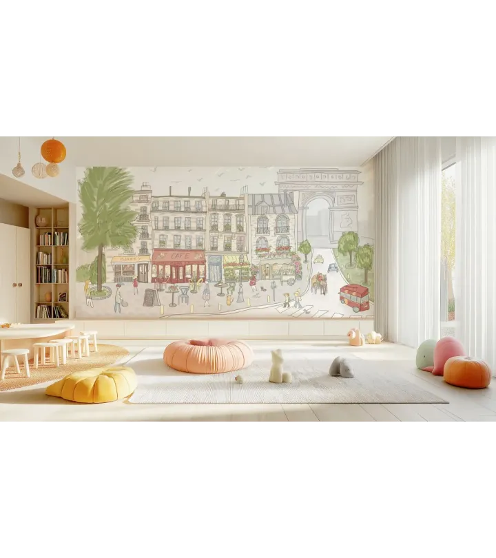 Le Petit Monde — French City Charm Wallpaper for Kids’ Rooms | Art Vision Decor