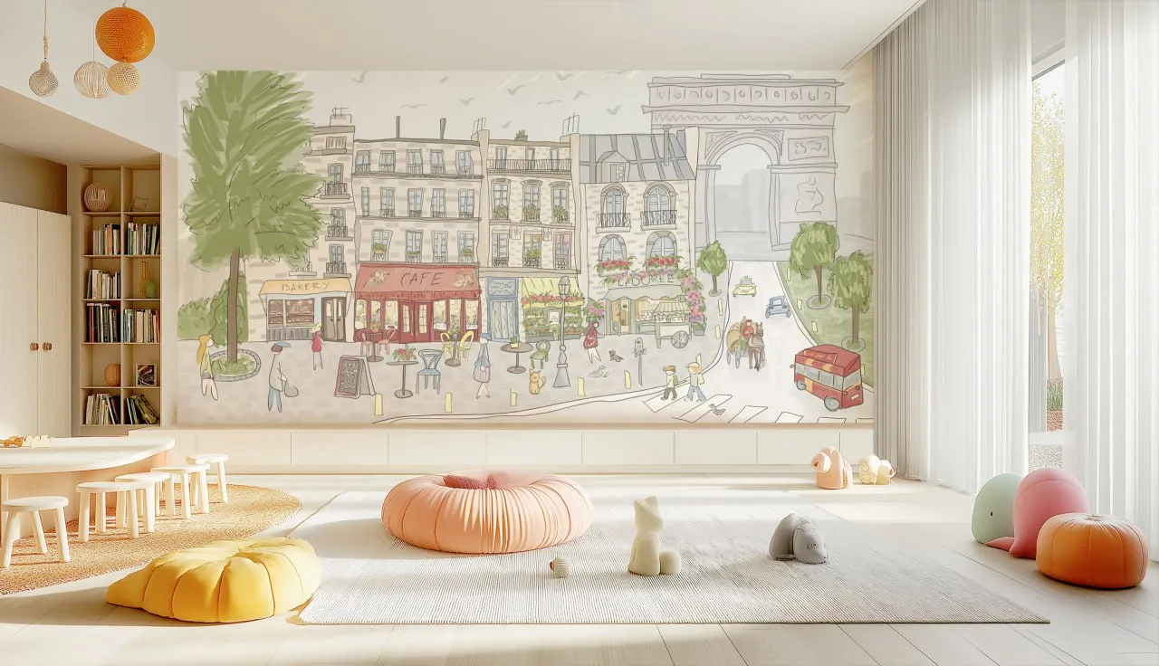 Le Petit Monde — French City Charm Wallpaper for Kids’ Rooms | Art Vision Decor