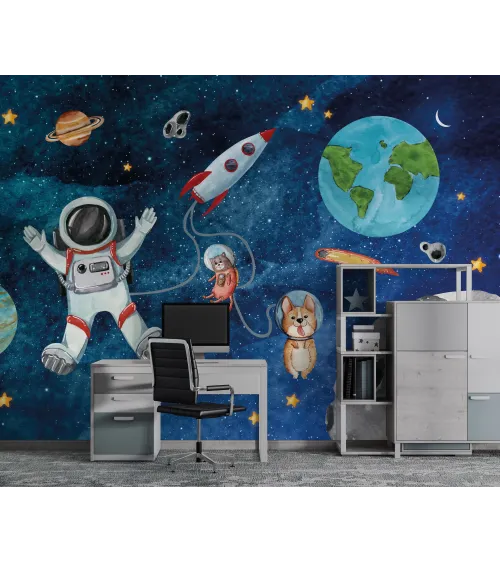 Star Voyager – Rocket & Space Themed Wallpaper for Kids