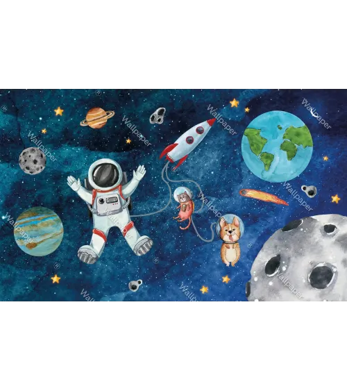 Star Voyager – Rocket & Space Themed Wallpaper for Kids