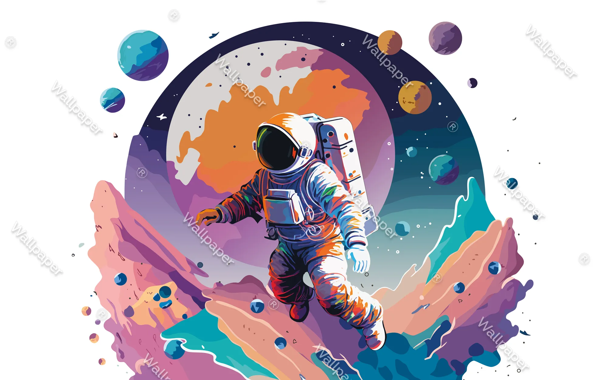 Cosmic Odyssey – Stunning Space Wallpaper for Kids | Art Vision Decor