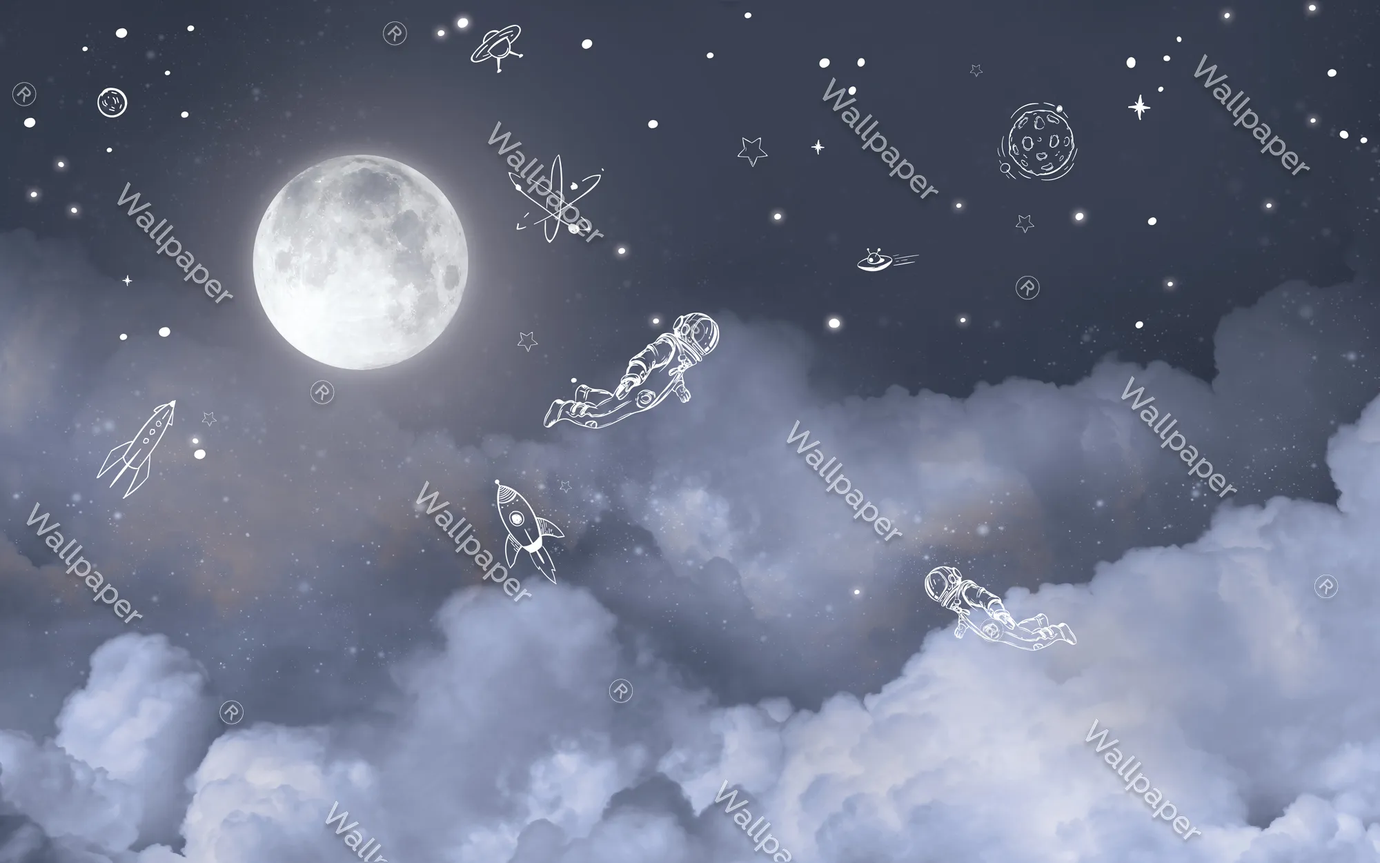 Beyond the Stars – Dreamy Space Kids’ Wallpaper | Art Vision Decor