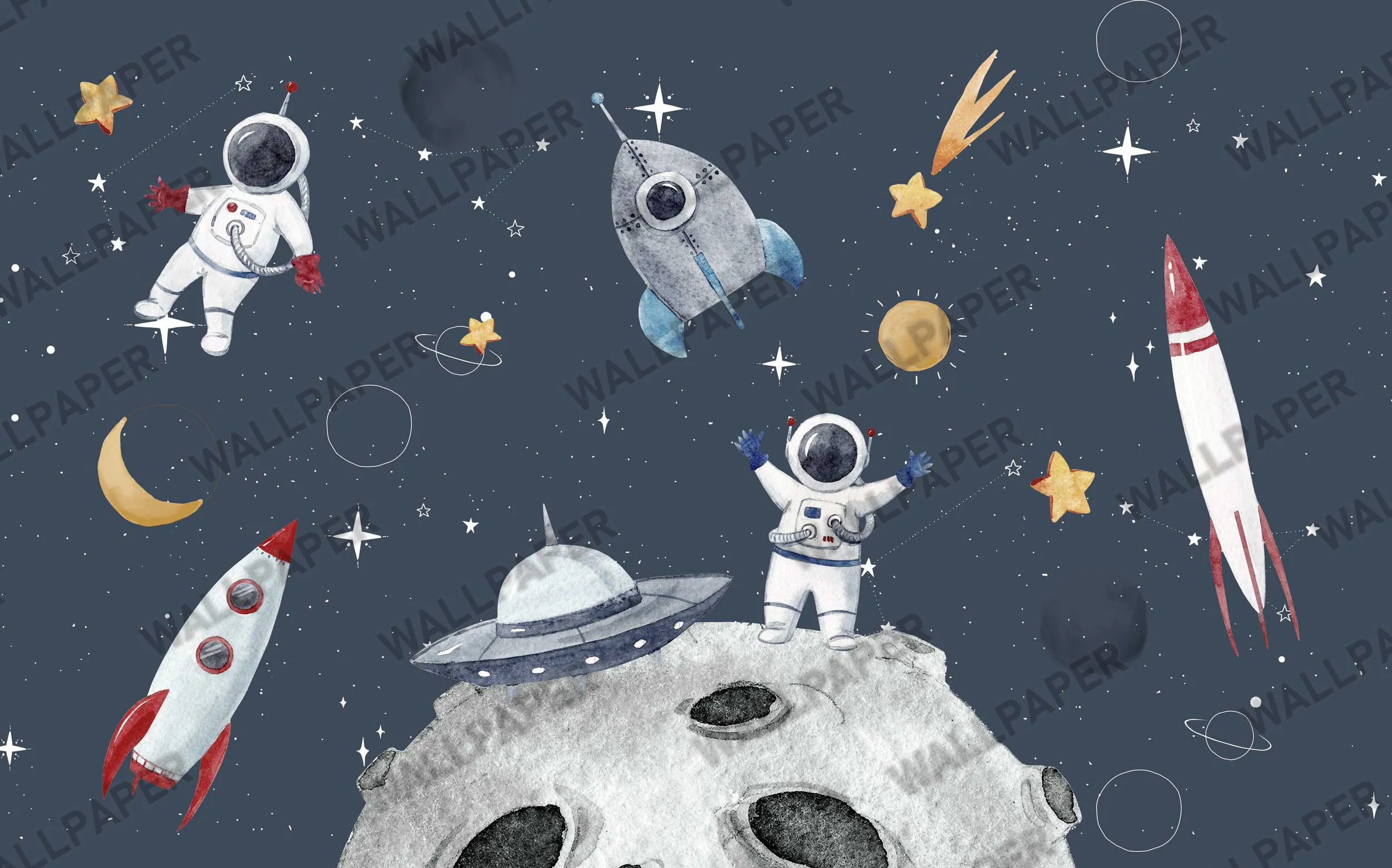 Cosmic Chronicles – Colorful Outer Space Wallpaper | Art Vision Decor
