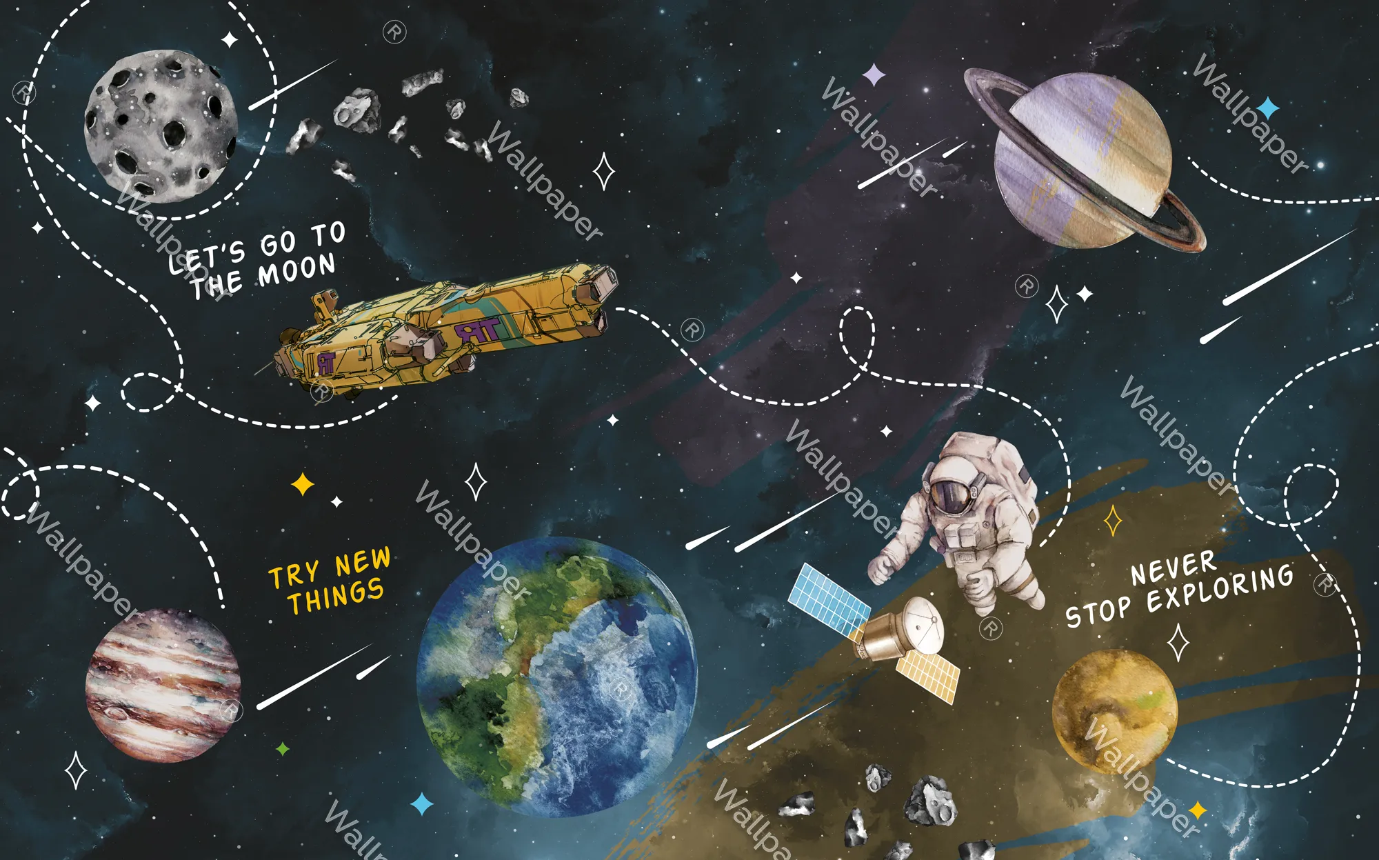 Gravity Explorer – Fun & Educational Space Wallpaper | Art Vision Decor