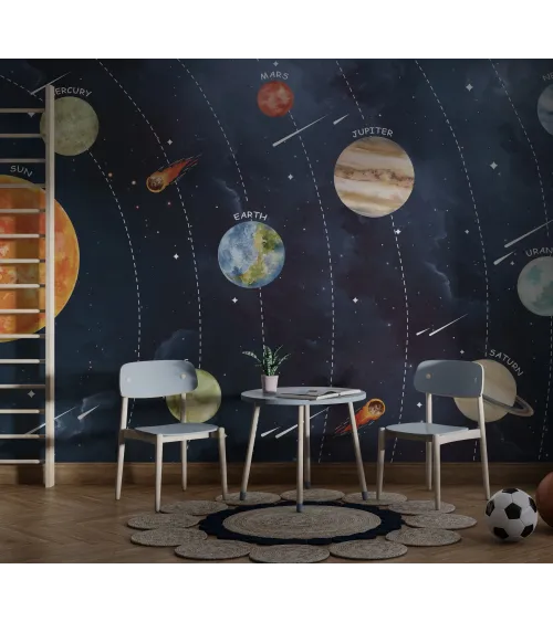 Meteor Shower Magic – Dynamic Space Wallpaper for Kids | Art Vision Decor