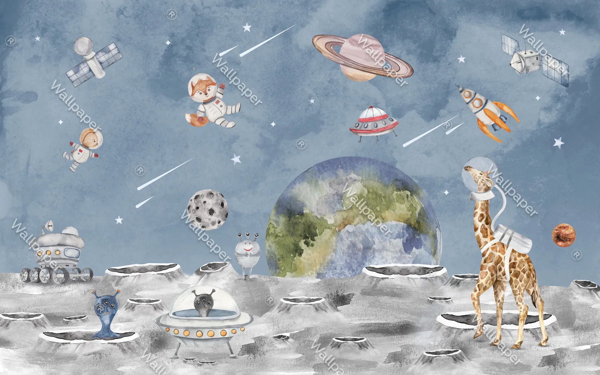 Cosmic Cadets – Fun Astronaut Wallpaper for Kids | Art Vision Decor