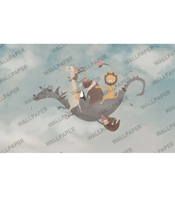 Fanny Fly – Whimsical Animal Adventure Wallpaper for Kids | Art Vision Decor