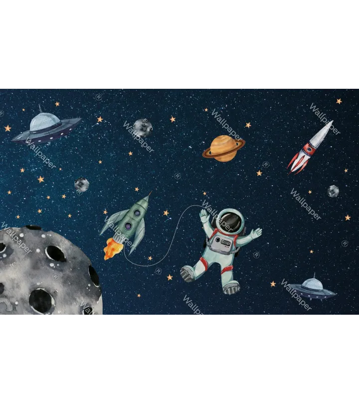 Galactic Game – Fun & Playful Space Adventure Wallpaper for Kids | Art Vision Decor