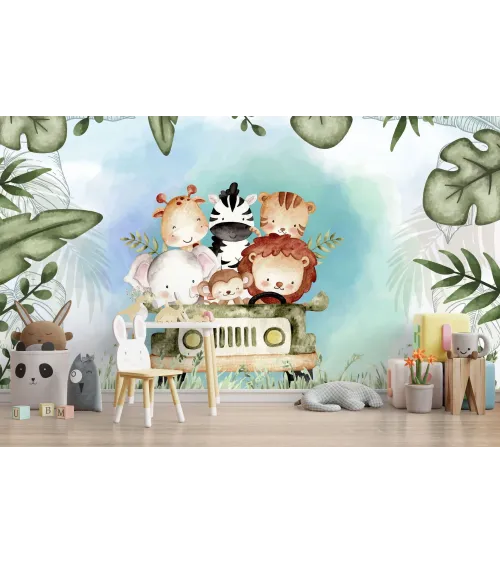 Little Safari Explorers – Cute Safari Animal Wallpaper | Art Vision Decor