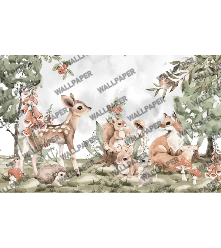 Whimsical Woodland – Forest Animal Wallpaper for Kids | Art Vision Decor