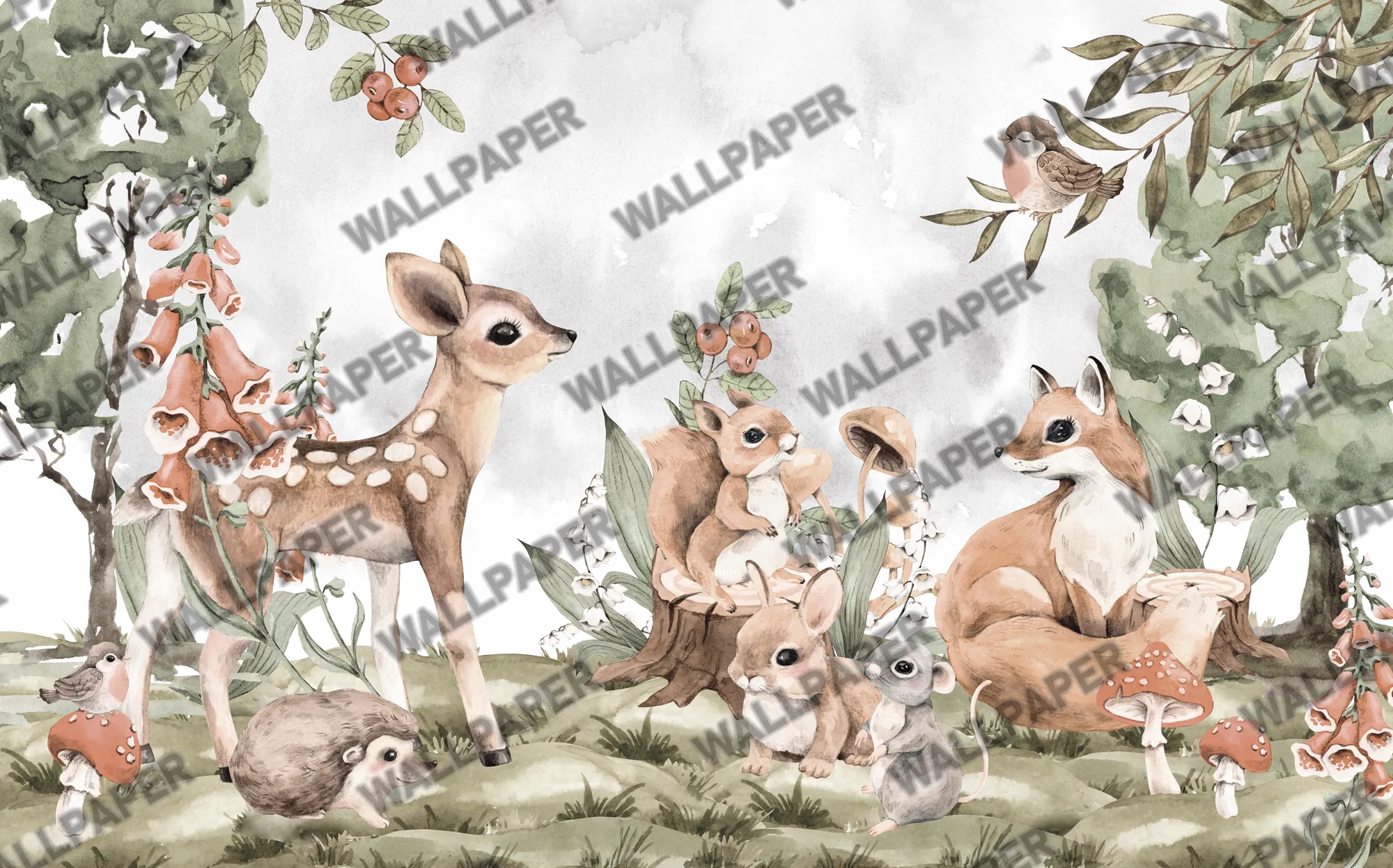 Whimsical Woodland – Forest Animal Wallpaper for Kids | Art Vision Decor