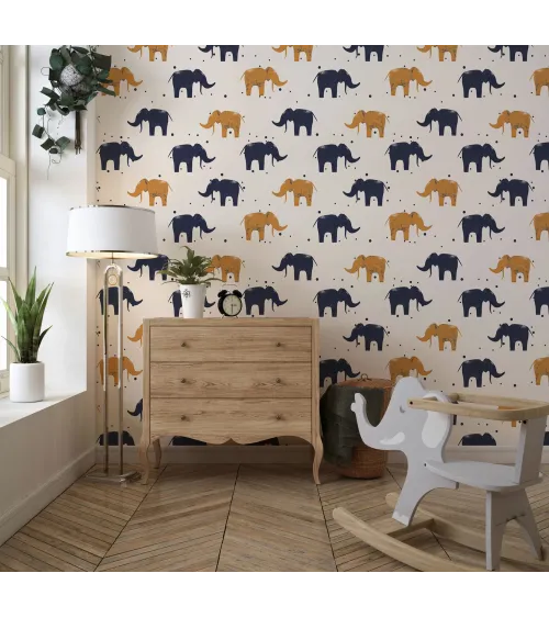 Playful Elephants – Adorable Safari Animal Wallpaper for Kids | Art Vision Decor