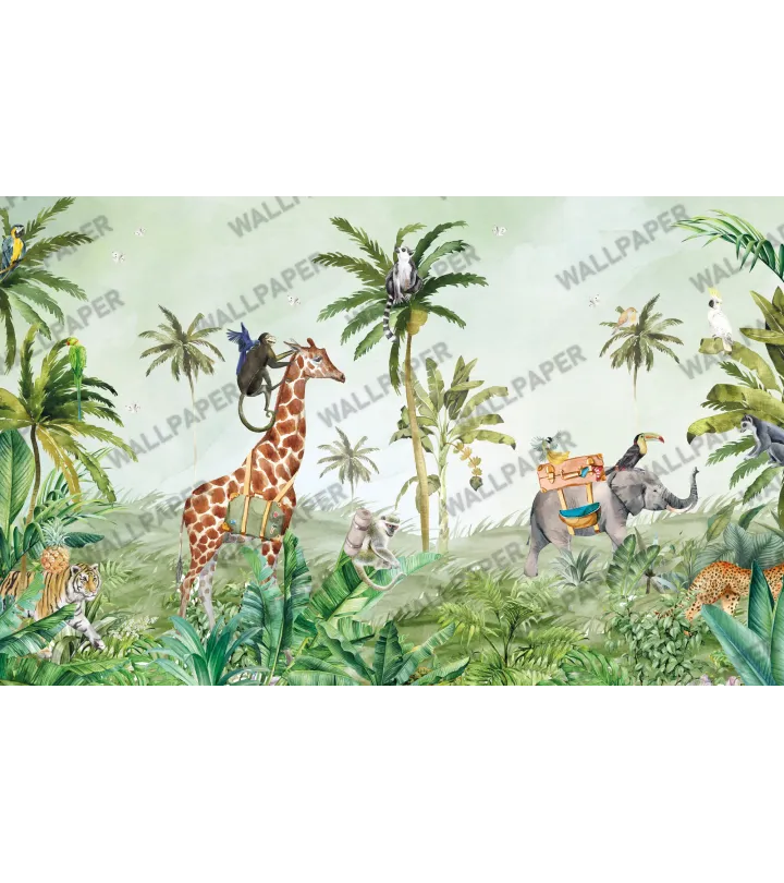 Roaring Safari – Jungle Animal Mural for Kids | Art Vision Decor