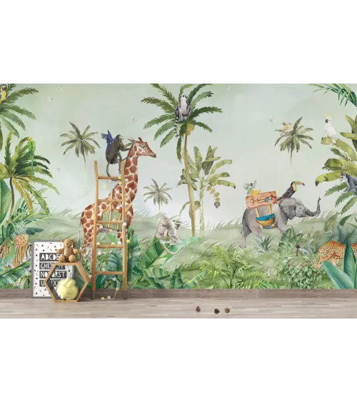 Roaring Safari – Jungle Animal Mural for Kids | Art Vision Decor