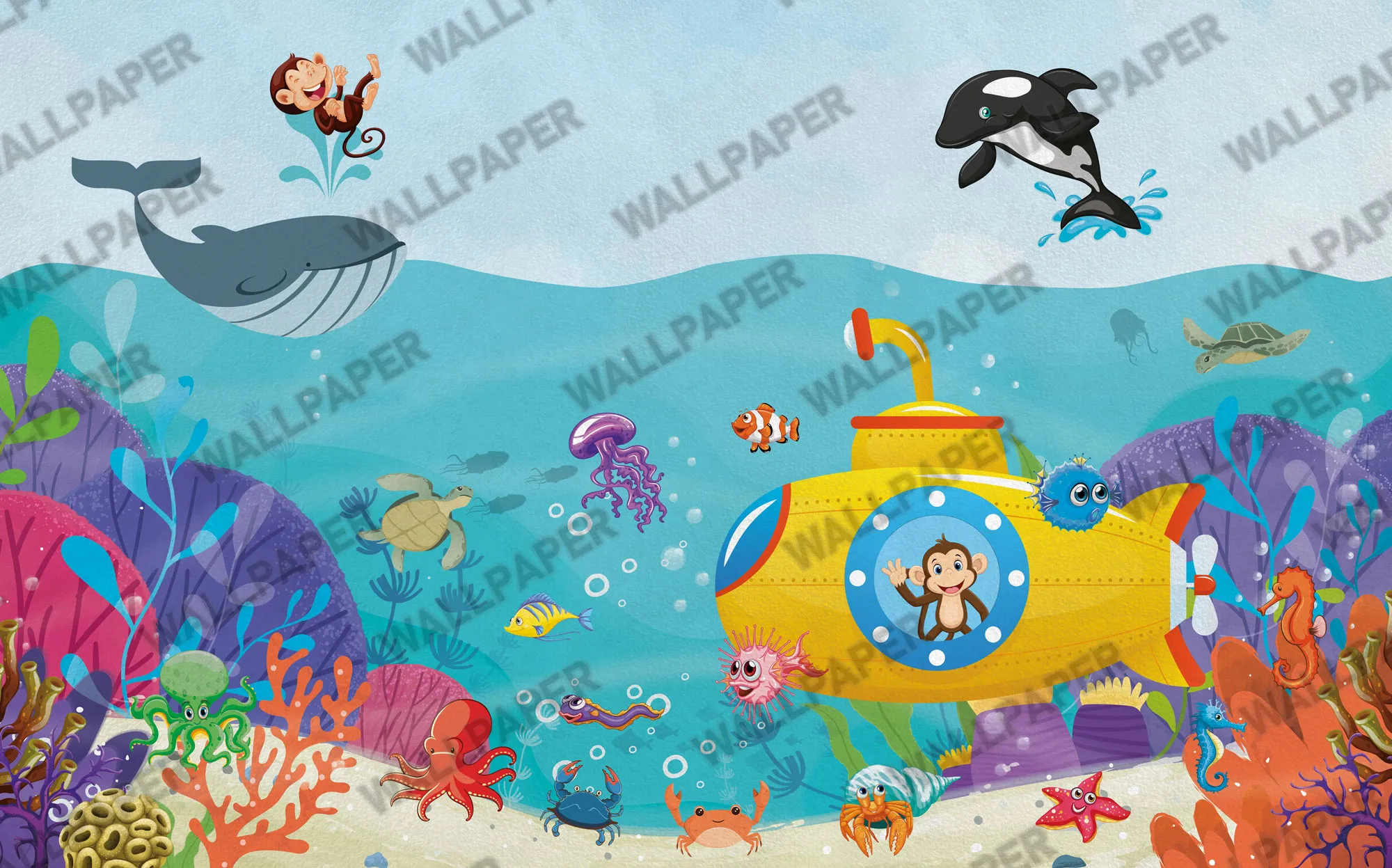 Underwater Adventure – Ocean Explorer Kids Wallpaper | Art Vision Decor