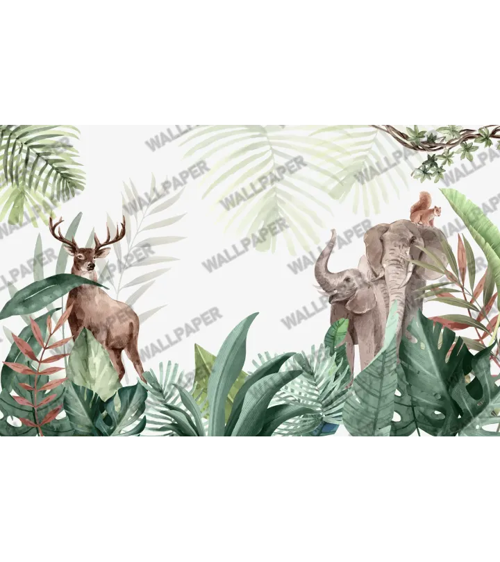 Jungle Harmony – Safari Wildlife Kids Wallpaper | Art Vision Decor