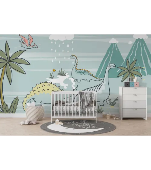 Dino Dreamland – Cute Dinosaur Kids Wallpaper | Art Vision Decor