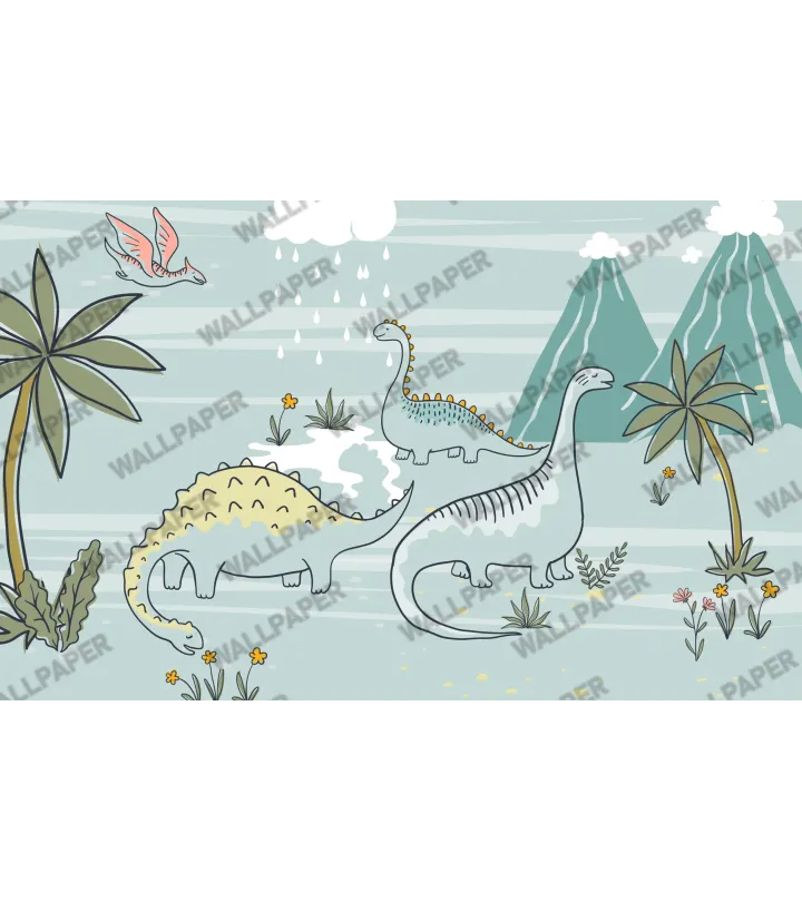 Dino Dreamland – Cute Dinosaur Kids Wallpaper | Art Vision Decor