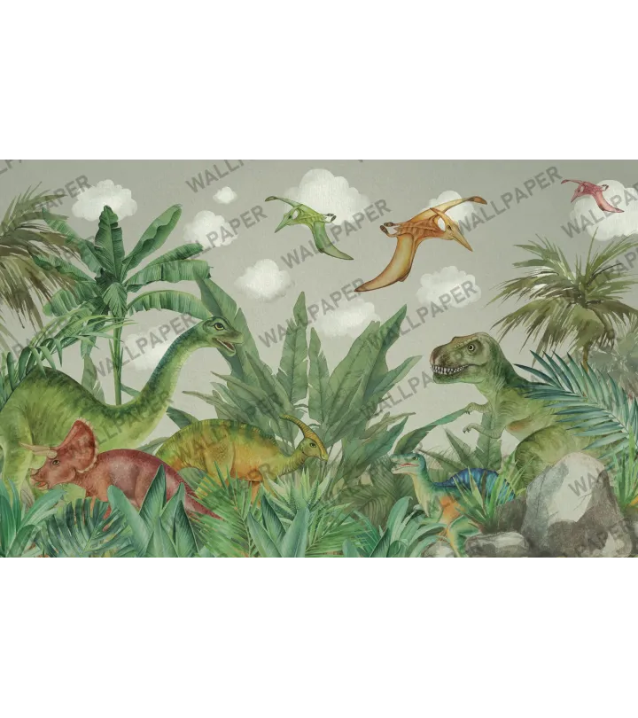 Jurassic Jungle – Dinosaur Wallpaper for Kids | Art Vision Decor