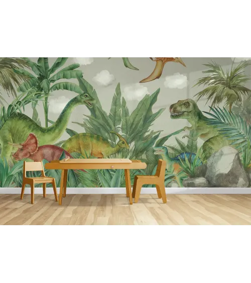 Jurassic Jungle – Dinosaur Wallpaper for Kids | Art Vision Decor