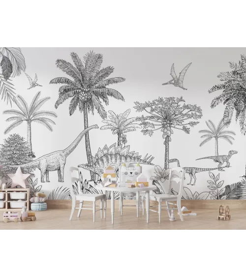 Prehistoric Sketch – Dinosaur Mural Wallpaper | Art Vision Decor