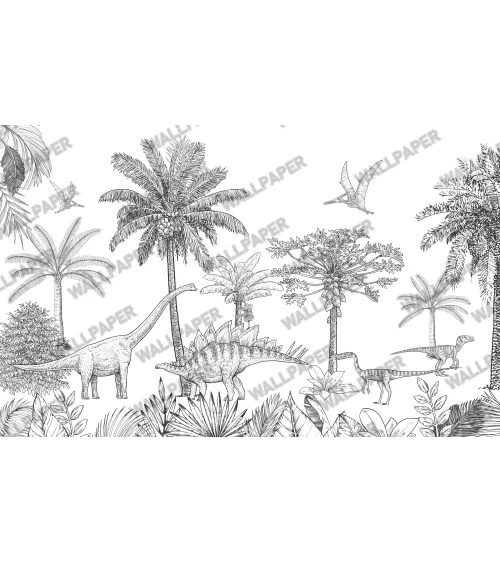 Prehistoric Sketch – Dinosaur Mural Wallpaper | Art Vision Decor