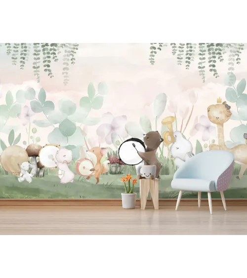 Forest Parade – Musical Animal Wallpaper for Kids | Art Vision Decor