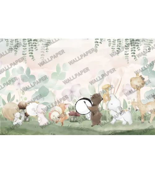 Forest Parade – Musical Animal Wallpaper for Kids | Art Vision Decor