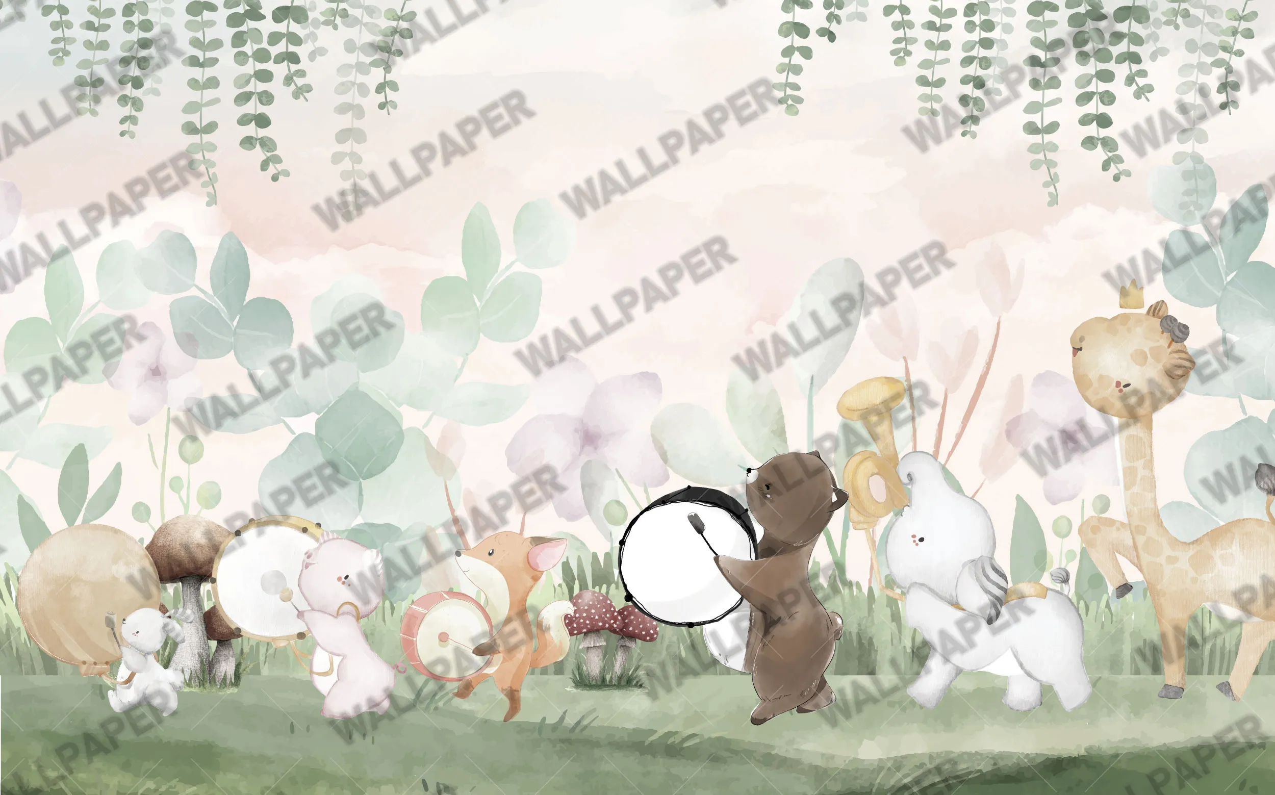 Forest Parade – Musical Animal Wallpaper for Kids | Art Vision Decor