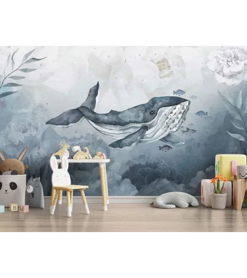 Ocean Majesty – Serene Whale Wallpaper | Art Vision Decor
