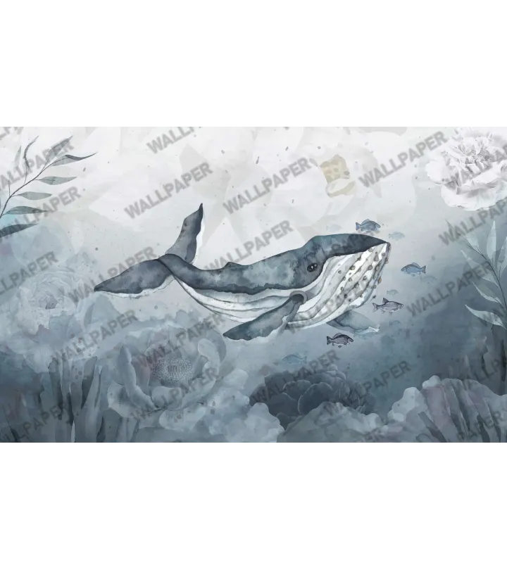 Ocean Majesty – Serene Whale Wallpaper | Art Vision Decor
