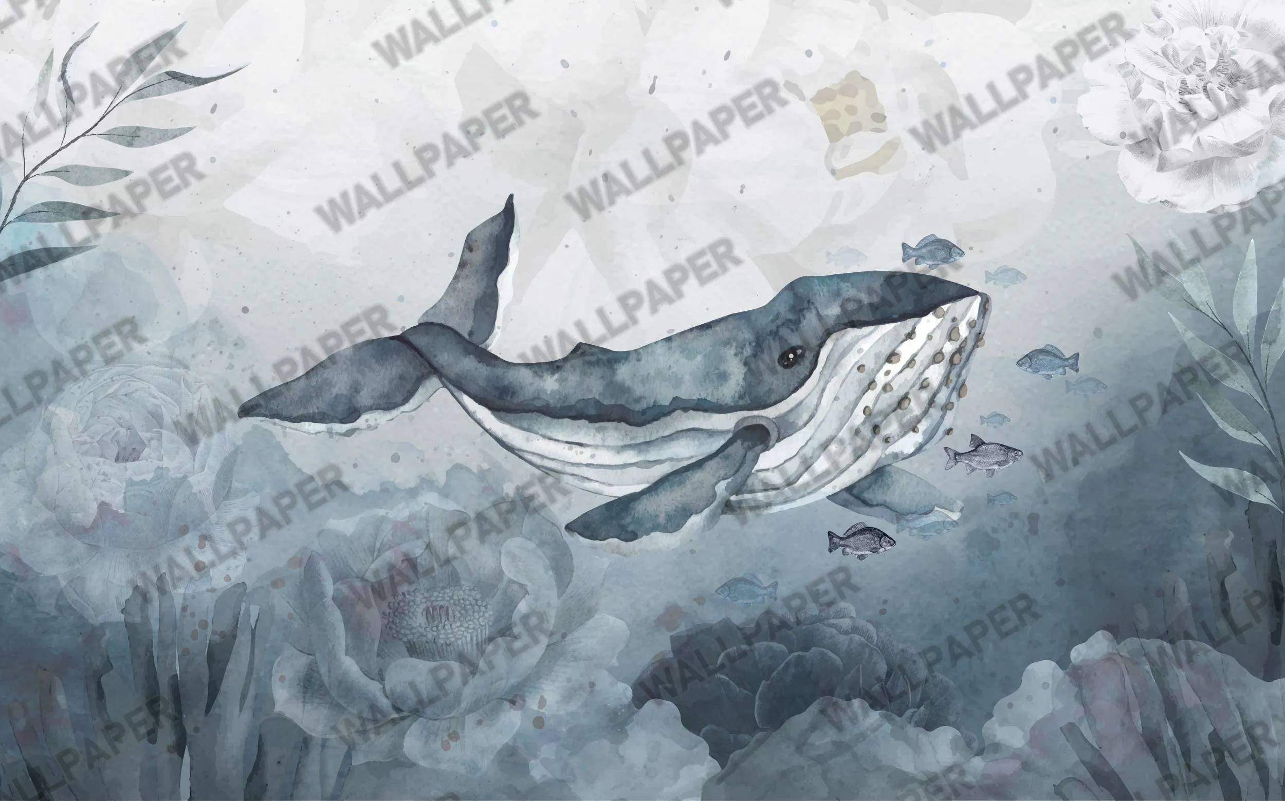 Ocean Majesty – Serene Whale Wallpaper | Art Vision Decor