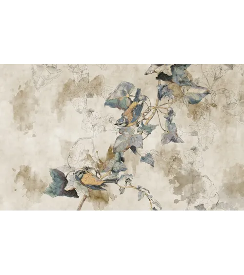 The Ivy Song – Seamless Designer Wallpaper with Birds and Ivy