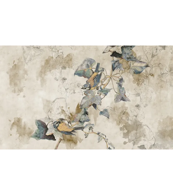 The Ivy Song – Seamless Designer Wallpaper with Birds and Ivy