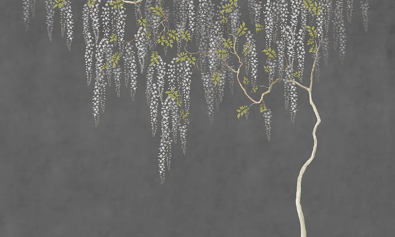 Wisteria Grace – Seamless Wallpaper with Cascading Wisteria Vines