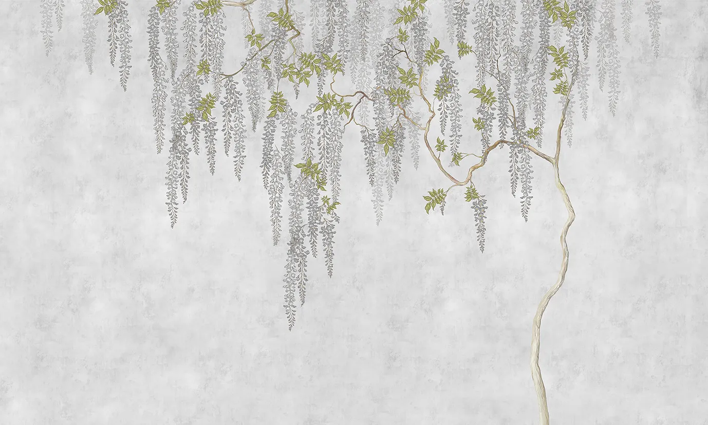 Wisteria Grace – Seamless Wallpaper with Cascading Wisteria Vines