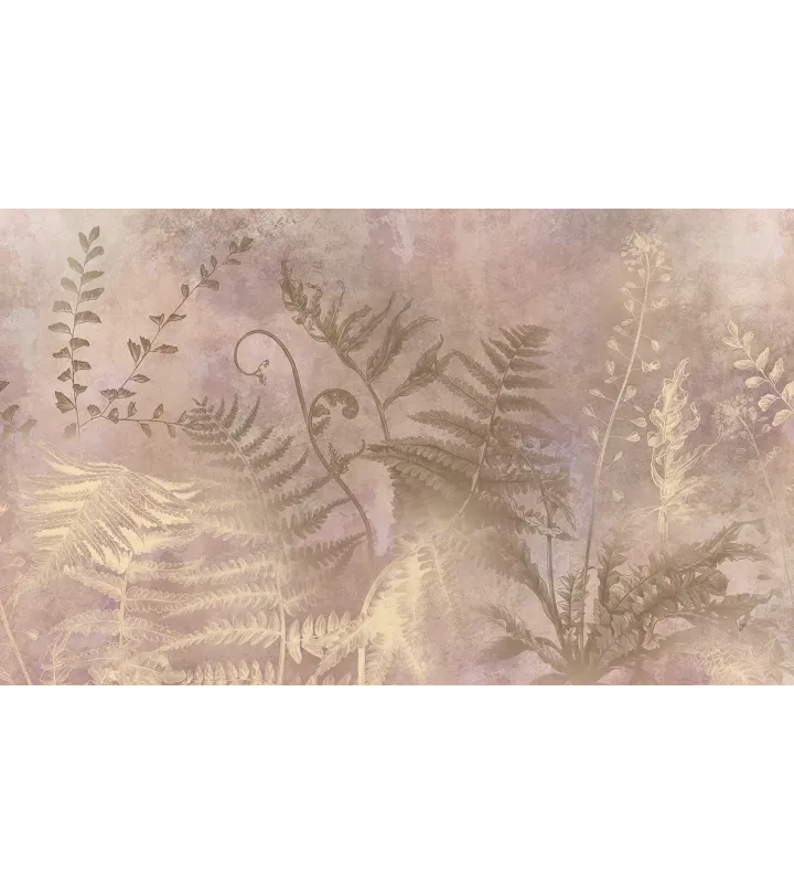 Botanical Haze – Seamless Designer Wallpaper with Ferns and Watercolor Background