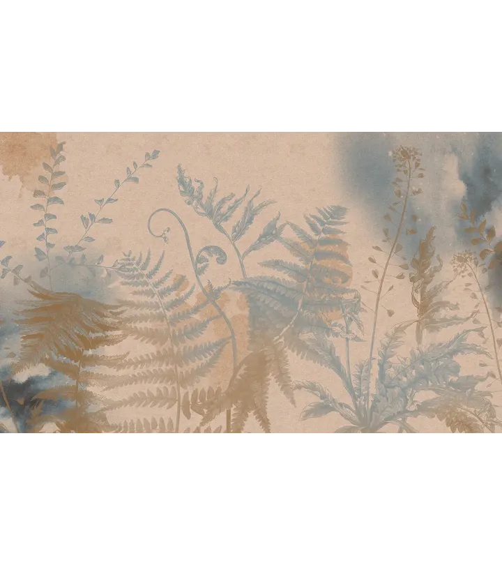 Botanical Haze – Seamless Designer Wallpaper with Ferns and Watercolor Background