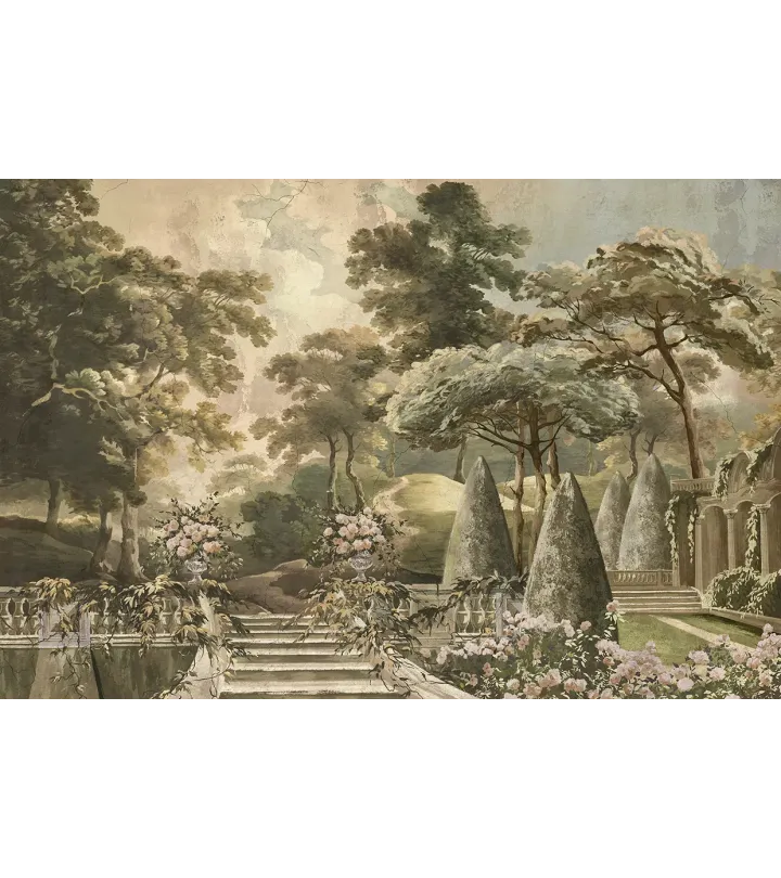 Verdant Estate – Panoramic Wallpaper Inspired by Classical Estate Gardens | ART VISION DECOR