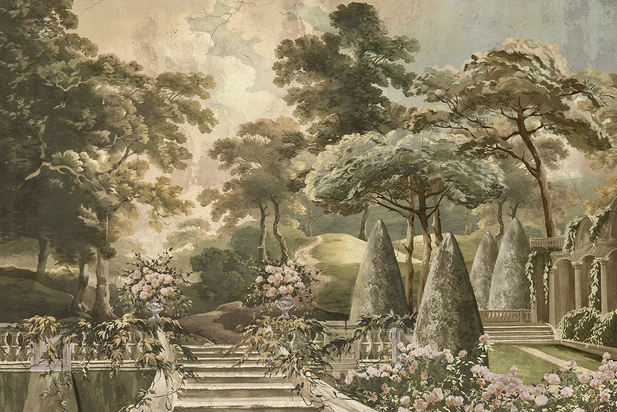 Verdant Estate – Panoramic Wallpaper Inspired by Classical Estate Gardens | ART VISION DECOR