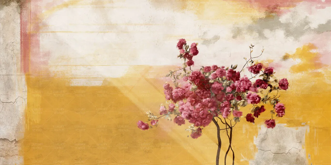 Monica Floral Sunrise Mural Wallpaper – Custom Seamless Design | Art Vision Decor