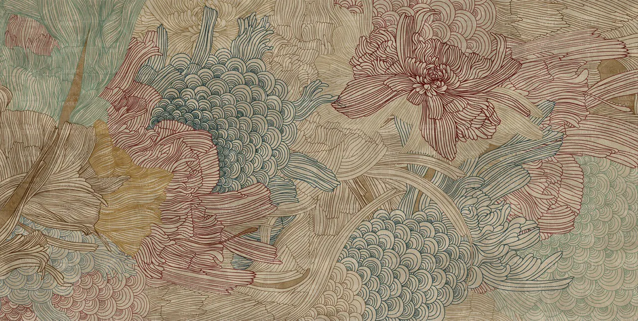 Benessere Mural Wallpaper – Natural Artistic Botanical Design