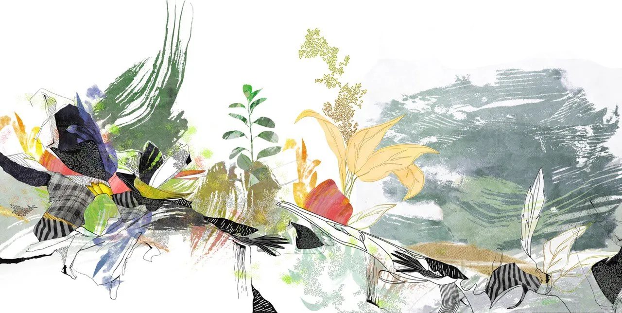Bosco Verticale Abstract Botanical Wallpaper – Artistic Custom Mural | Art Vision Decor
