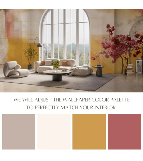 Monica Floral Sunrise Mural Wallpaper – Custom Seamless Design | Art Vision Decor