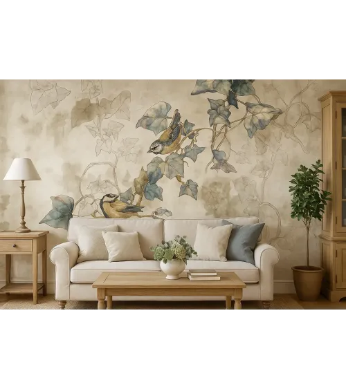 The Ivy Song – Seamless Designer Wallpaper with Birds and Ivy