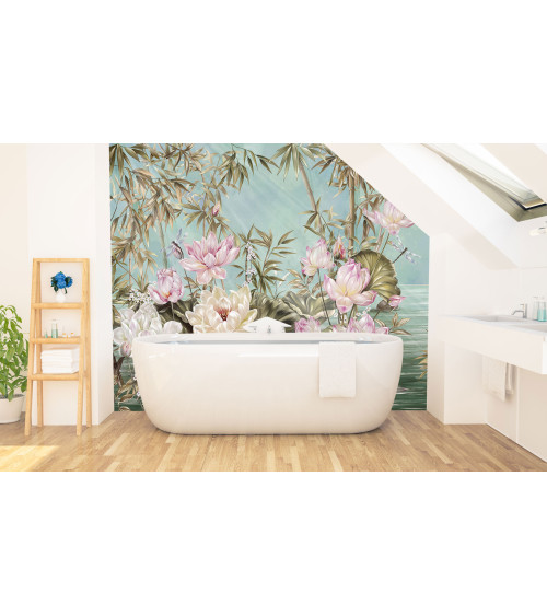 Wallpapers Harmony -Enchanting Lotus and Bamboo Wallpaper for Girls Room