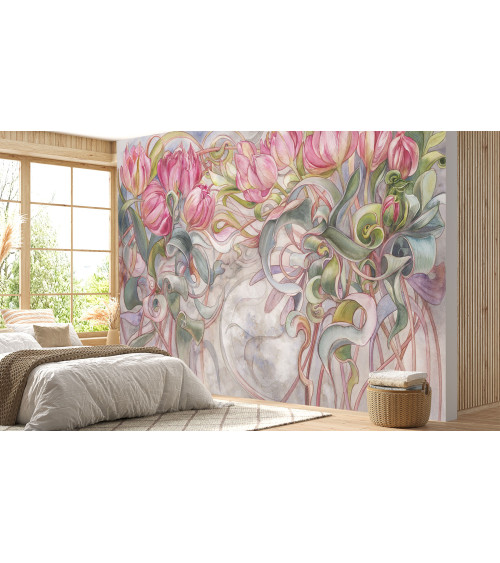 Tulip Majesty - Art Deco Inspired Tulip Wallpaper