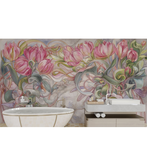 Tulip Majesty - Art Deco Inspired Tulip Wallpaper