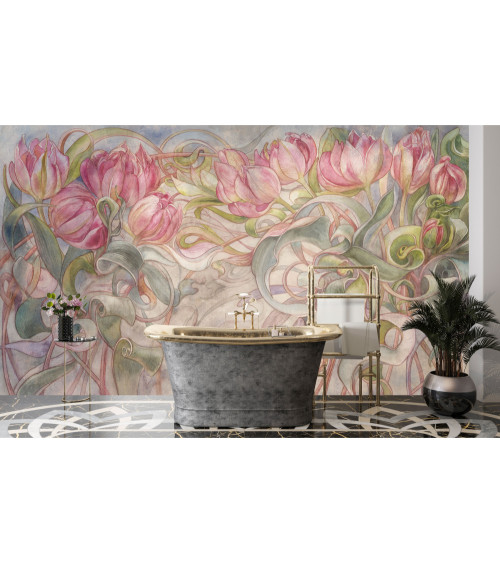 Tulip Majesty - Art Deco Inspired Tulip Wallpaper