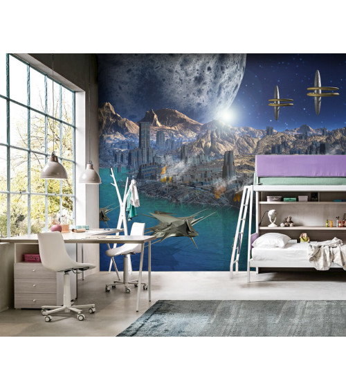 Wall Mural "Space city" buy with delivery in Ukraine in the Luxury Textile store
